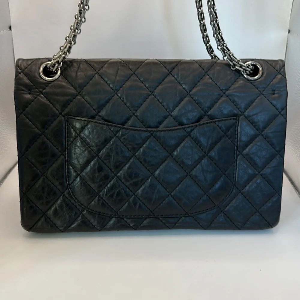 Chanel 2.55 Reissue 227 – Black Aged Calfskin, Ruthenium Hardware – Double Flap